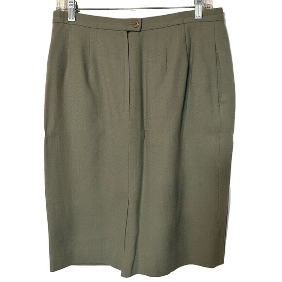 Rare 100% Wool Women Vintage Saville Suit Hunter Green Jacket Skirt Set Size 12 - Picture 4 of 14